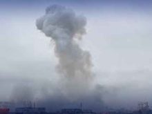 Smoke rising from the port of Constanta, Romania, after a marine drone explosion.